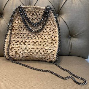Stella McCartney Mini Woven Rafia Shoulder Bag - Light Sand